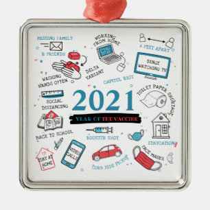 Christmas 2021 Covid Vaccine Year Keepsake Ornament Aus Metall