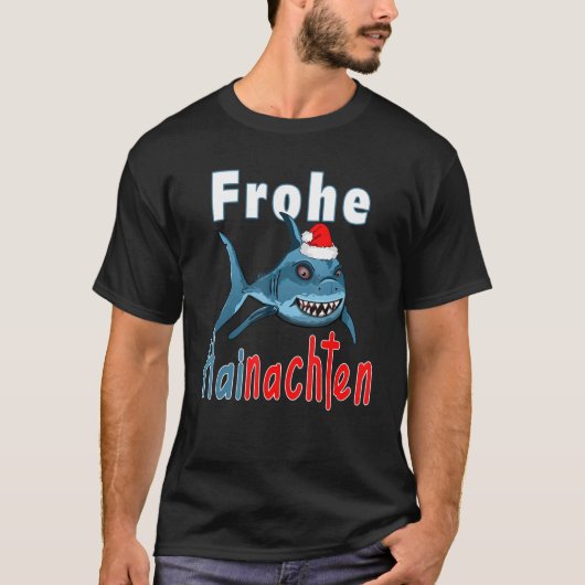 Christmas 2022 Merry Hainachten Santa Shark T-Shirt (Vorderseite)