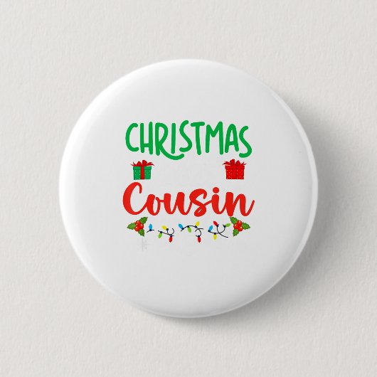 Christmas 2025 Cousin Crew Pajama Xmas Lights Fami Button (Vorderseite)