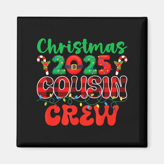 Christmas 2025 Cousin Crew Xmas Lights Family Reun Magnet (Vorne)