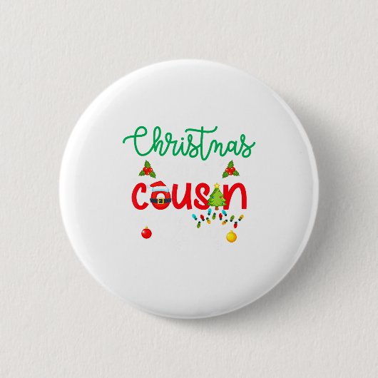 Christmas 2025 Cousin Crew Xmas Lights Matching Fa Button (Vorderseite)
