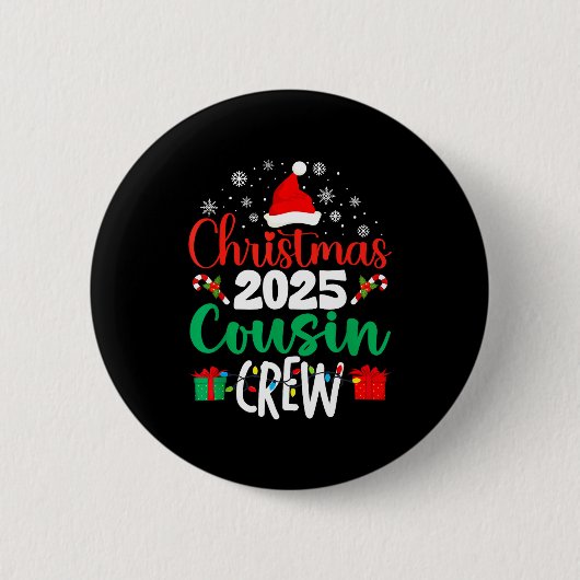 Christmas 2025 Cousin Crew Xmas Matching Family Gr Button (Vorderseite)