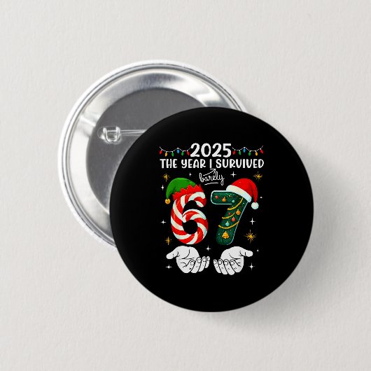 Christmas 2025 The Year I Barely Survived Six Seve Button (Vorne & Hinten)