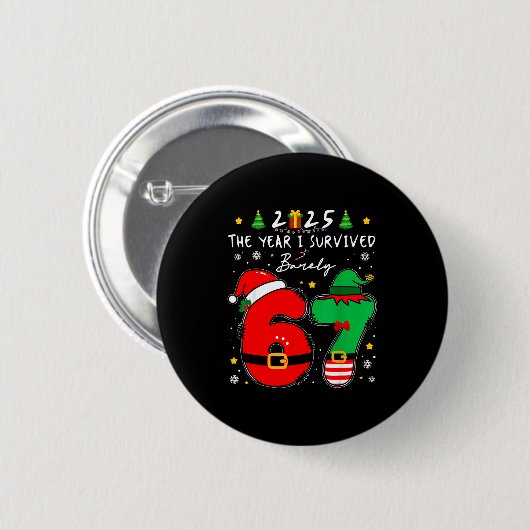 Christmas 2025 The Year I Barely Survived Six Seve Button (Vorne & Hinten)