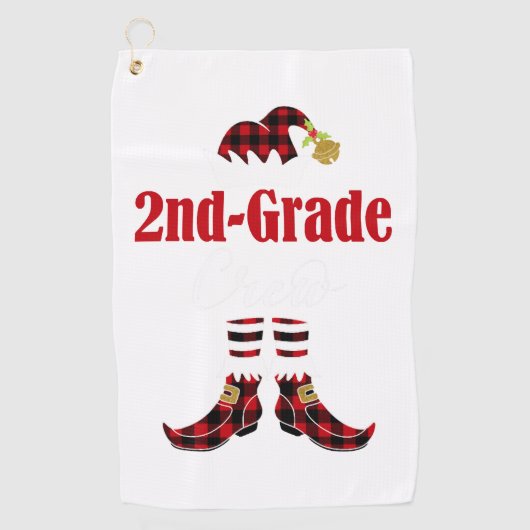 Christmas 2nd Grad Crew Elf Teacher Student Cute Golfhandtuch (Vorderseite)