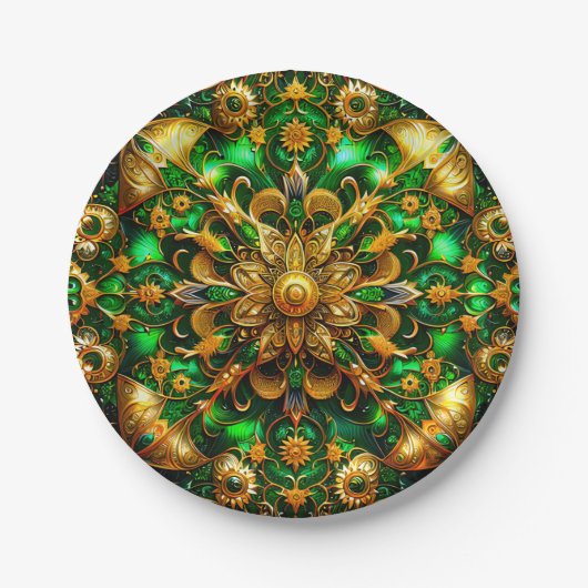CHRISTMAS 3D ~ Hübsches grünes Gold ~ Pappteller (Vorderseite)