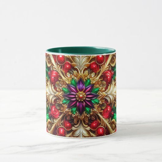 CHRISTMAS ~ 3D ~ Red, Green und Gold ~ Tasse (Zentrum)