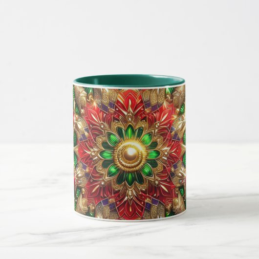 CHRISTMAS ~ 3D ~ Red, Green und Gold ~ Tasse (Zentrum)