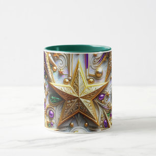 CHRISTMAS ~ 3D ~ Weiß, Grün und Gold ~ Tasse