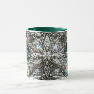 CHRISTMAS ~ 3D ~ Weiß, Grün und Silber~ Tasse