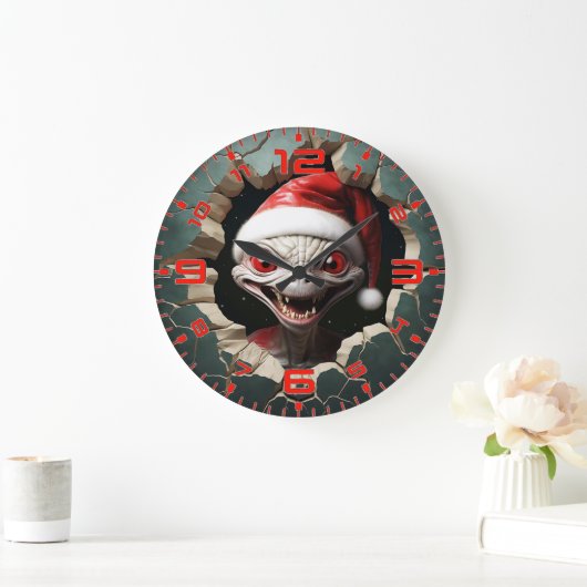 Christmas 3D White Alien Große Wanduhr (Zuhause)