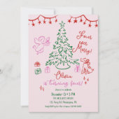 Christmas 4th birthday whimsical tree ankündigung (Vorderseite)