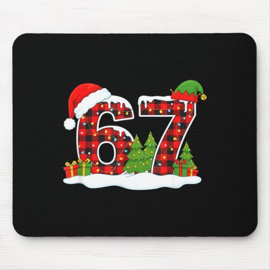 Christmas 67 Buffalo Plaid Six Seven Santa & E Mousepad (Vorne)