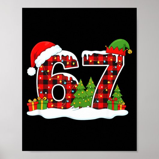 Christmas 67 Buffalo Plaid Six Seven Santa & E Poster (Vorne)