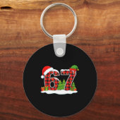 Christmas 67 Buffalo Plaid Six Seven Santa &amp; E Schlüsselanhänger (Vorderseite)