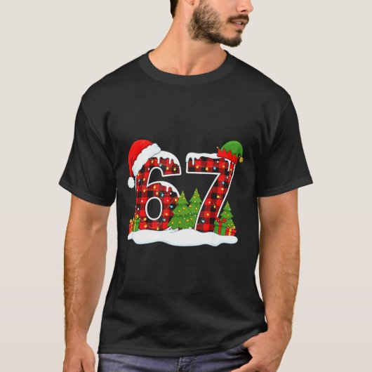 Christmas 67 Buffalo Plaid Six Seven Santa & E T-Shirt (Vorderseite)