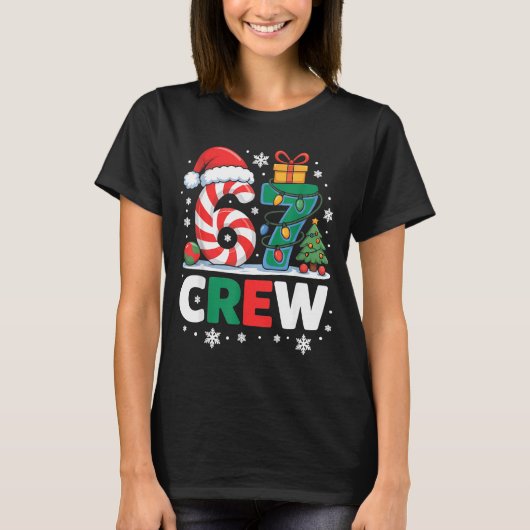 Christmas 67 Crew Brainrot Candy Cane Lights T-Shirt (Vorderseite)