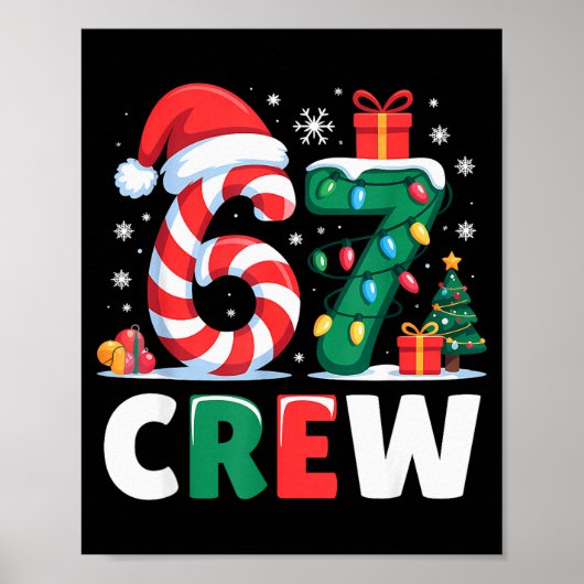 Christmas 67 Crew Brainrot Funny Candy Cane Lights Poster (Vorne)