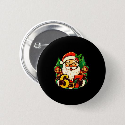 Christmas 67 Funny Xmas Santa Six Seven Meme Gen A Button (Vorne & Hinten)