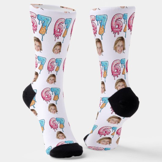 Christmas 67 Ice Cream, dripping custom face Socken (Gewinkelt)