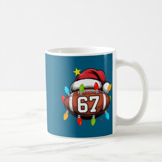 Christmas 67 Meme Football Santa Hat Funny Xmas Bo Kaffeetasse (Rechts)