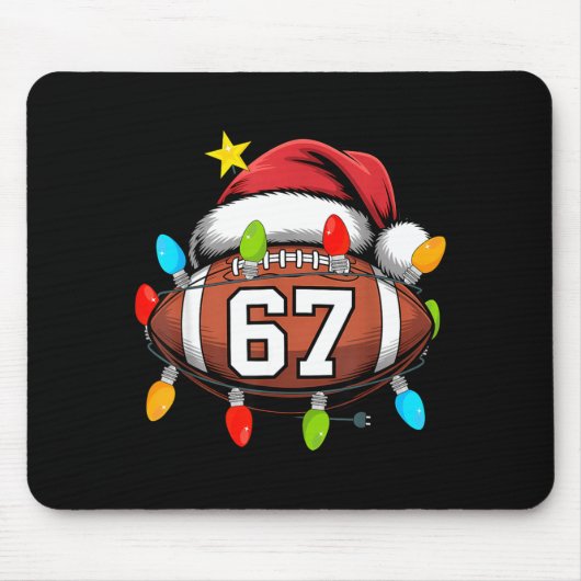 Christmas 67 Meme Football Santa Hat Funny Xmas Bo Mousepad (Vorne)