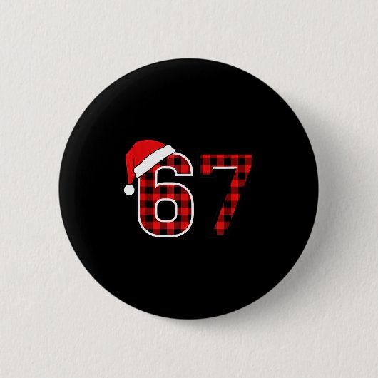 Christmas 67 Meme Six Seven Buffalo Plaid Santa Ha Button (Vorderseite)