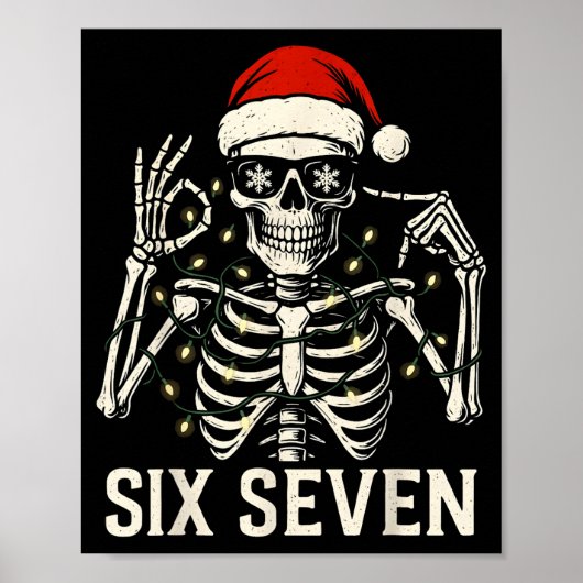 Christmas 67 Meme Skeleton With Santa Hat For Men  Poster (Vorne)