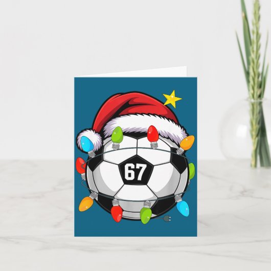 Christmas 67 Meme Soccer Ball Santa Hat Funny Xmas Karte (Vorderseite)