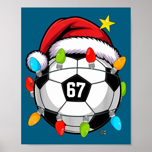 Christmas 67 Meme Soccer Ball Santa Hat Funny Xmas Poster (Vorne)