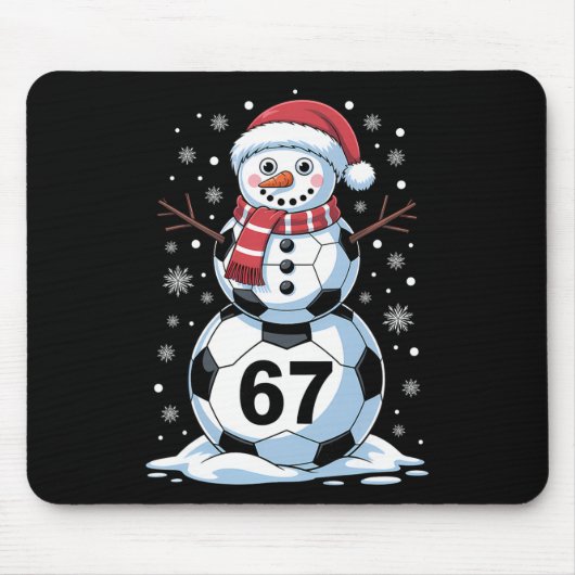 Christmas 67 Meme Soccer Snowman Tree Funny Xmas B Mousepad (Vorne)