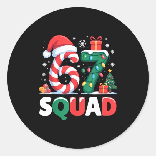 Christmas 67 Squad Brainrot Funny Candy Cane Light Runder Aufkleber (Vorderseite)