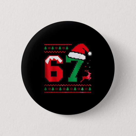 Christmas 67 Ugly Sweater Number 67 Design Button (Vorderseite)