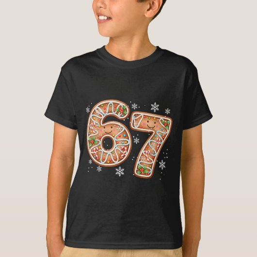 Christmas 6 7 Six Seven Funny 67 Meme Gingerbread T-Shirt (Vorderseite)