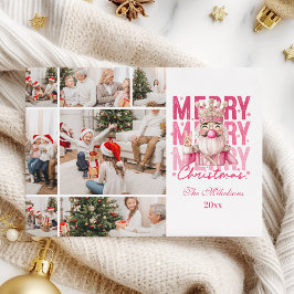 Christmas 7 Photo Vintage Pink Nutcracker Feiertagskarte