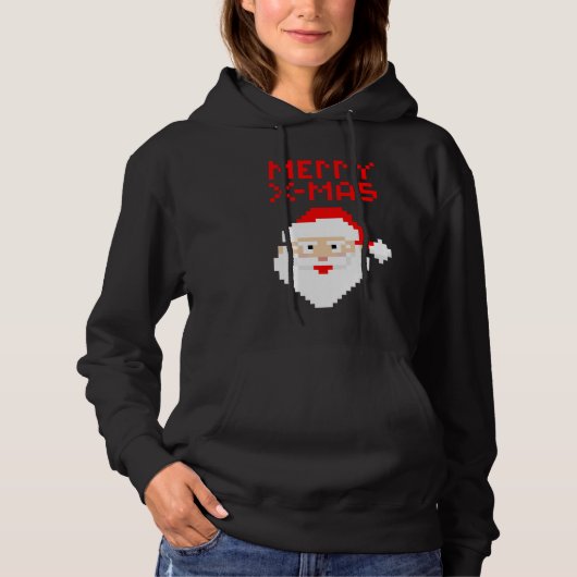 Christmas 8 Bit Pixel Weihnachtsklaus Hoodie (Vorderseite)