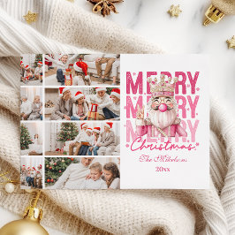 Christmas 8 Photo Vintage Pink Nutcracker Feiertagskarte