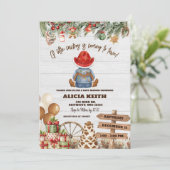 Christmas A Little Cowboy Baby Shower Invitation Einladung (Stehend Vorderseite)