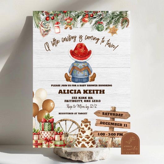 Christmas A Little Cowboy Baby Shower Invitation Einladung