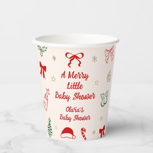 Christmas A Merry Litte Baby Shower Pappbecher (Vorderseite)