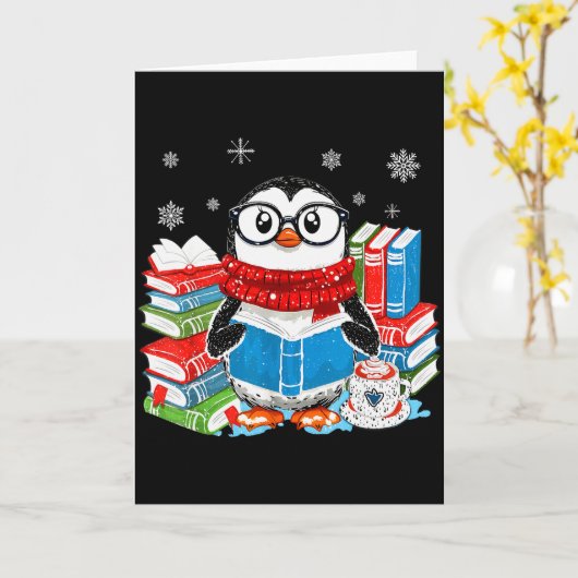 Christmas A Penguin Reading Book Snowflake Cocoa H Karte (Gelbe Blume)