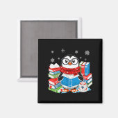 Christmas A Penguin Reading Book Snowflake Cocoa H Magnet (Vorderseite/Rückseite)