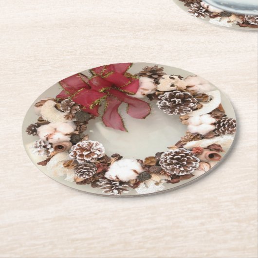 Christmas A Runder Pappuntersetzer (Angewinkelt)