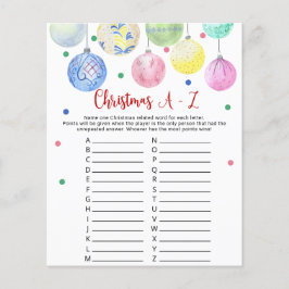 Christmas A-Z Game Card Flyer