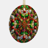 CHRISTMAS Abalone Green Red Gold 3D Blätter~ Keramik Ornament (Rechts)