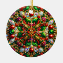 CHRISTMAS Abalone Green Red Gold 3D Blätter~