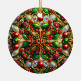 CHRISTMAS Abalone Green Red Gold 3D Blätter~ Keramik Ornament