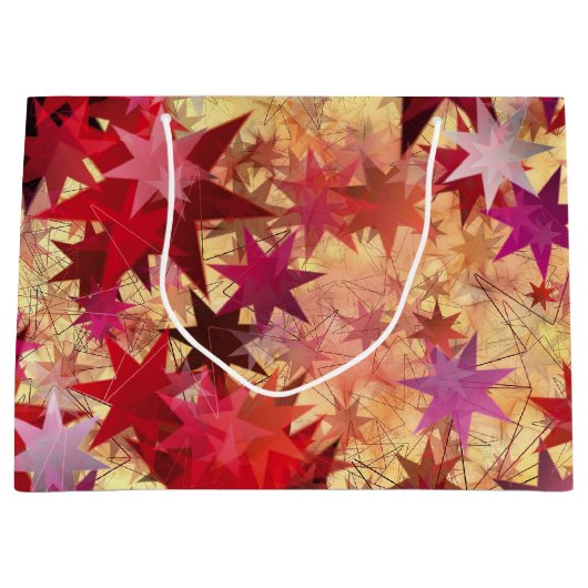 CHRISTMAS Abstrakt Red Pink Burgundy Stars Große Geschenktüte (Vorderseite)