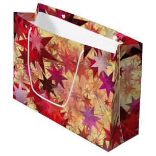 CHRISTMAS Abstrakt Red Pink Burgundy Stars Große Geschenktüte