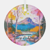 Christmas Acadia Nationalpark Maximalist Verlobt Ornament Aus Glas (Vorderseite)